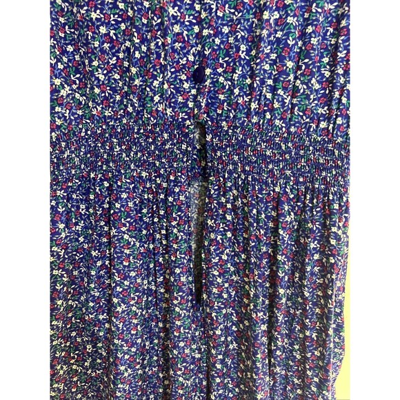 Karin Stevens Petites Womens Maxi Dress Size 12 Blue Floral Short Sleeve - Picture 8 of 9